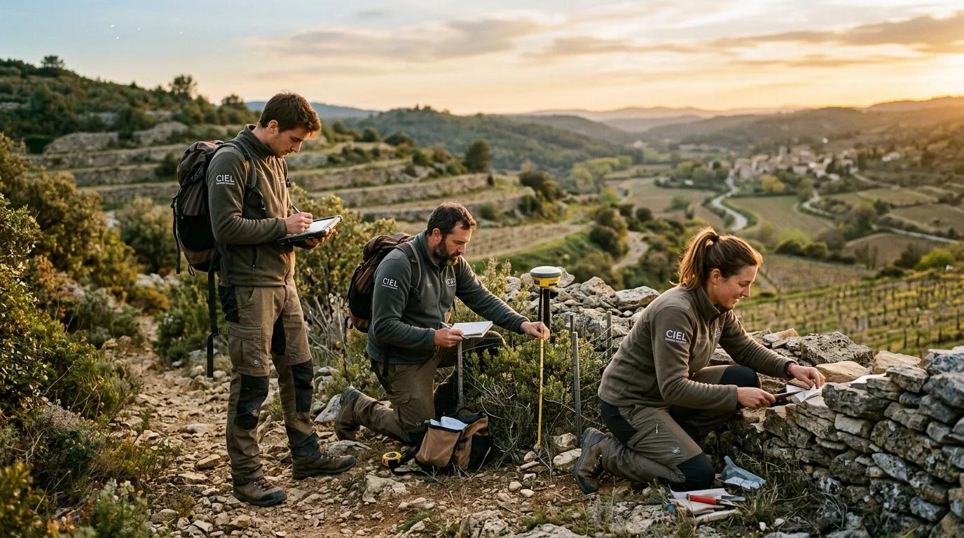Équipe de terrain du CIEL en action de préservation environnementale en Languedoc